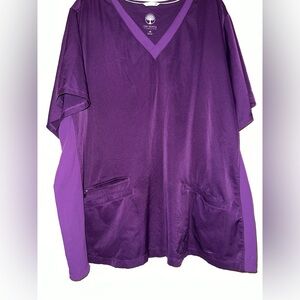 Healing Hands brand, purple scrub top.